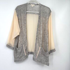 Silence + Noise Urban Outfitters Gray Cream Sheer open Cardigan Sweater woman’s